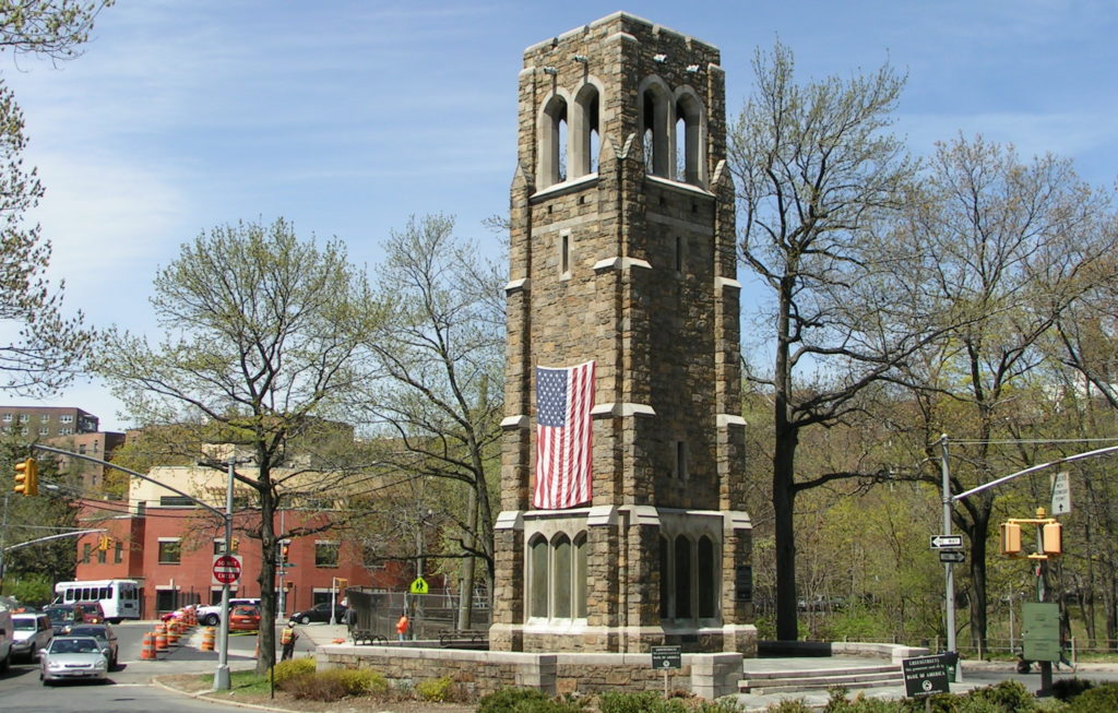 Riverdale Monument with American Flag 